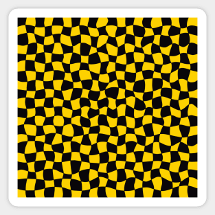 Warped Checkerboard, Black and Yellow Sticker